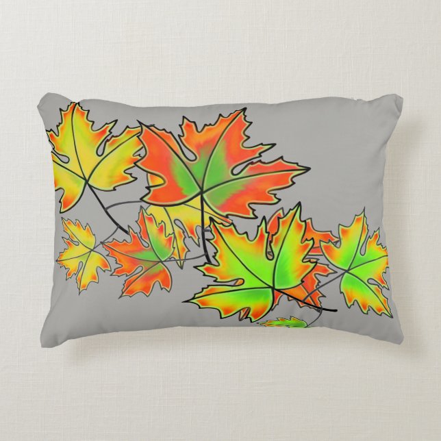 Multicolored Maple Leaves Decorative Cushion (Front)