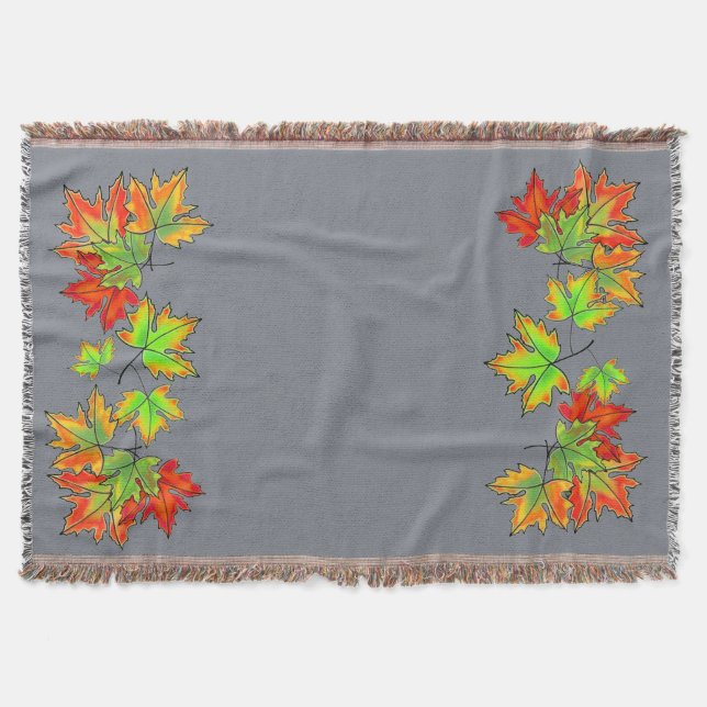 Multicolored Maple Leaves Throw Blanket (Front)