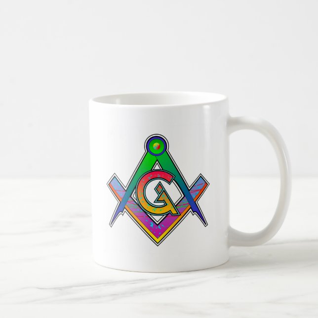 Multicolored Masonic Square & Compass Coffee Mug (Right)