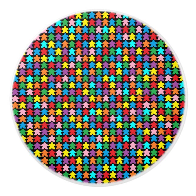 Multicolored Meeples Ceramic Knob (Front)
