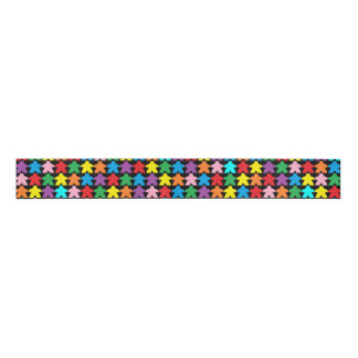 Multicolored Meeples Grosgrain Ribbon