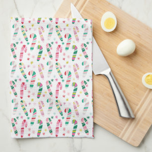 Multicolored Modern Candy Cane Tea Towel