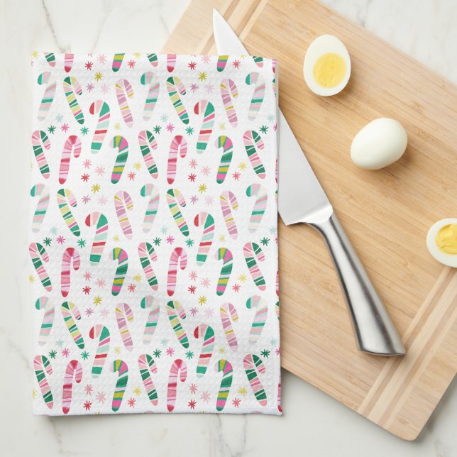 Multicolored Modern Candy Cane Tea Towel (Quarter Fold)