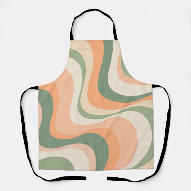 Multicolored modern retro waves design apron (Front)