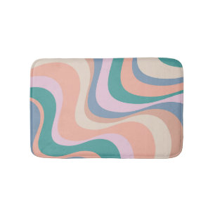 Multicolored modern retro waves design bath mat