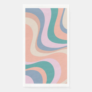 Multicolored modern retro waves design napkin