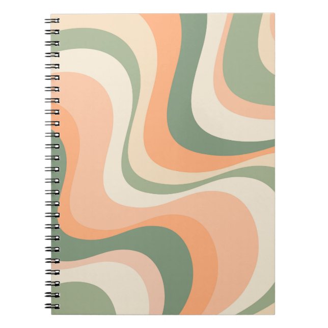 Multicolored modern retro waves design notebook (Front)