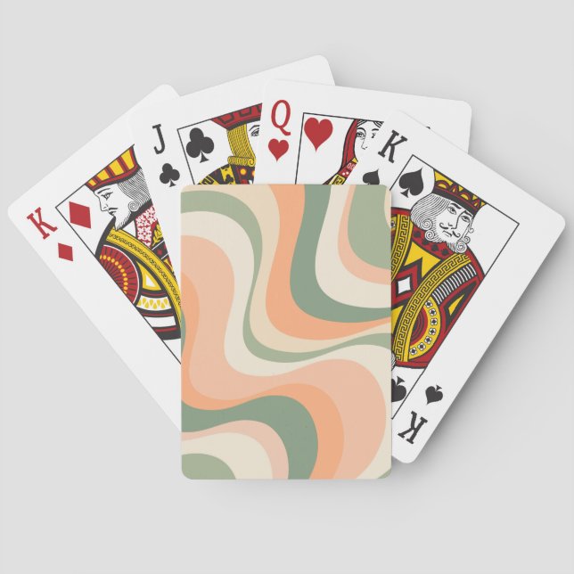 Multicolored modern retro waves design playing cards (Back)