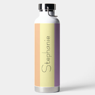 Multicolored Modern Stripes with Name Water Bottle
