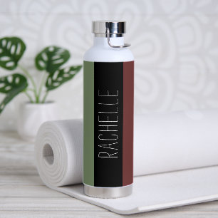 Multicolored Modern Stripes with Name Water Bottle