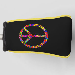 Multicolored mosaic peace sign symbol golf head cover