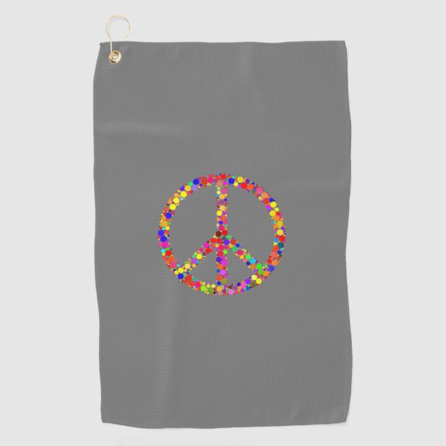 Multicolored mosaic peace sign symbol golf towel (Front)