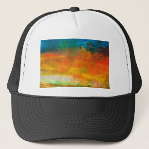 Multicolored Orange Green Yellow Painting Trucker Hat