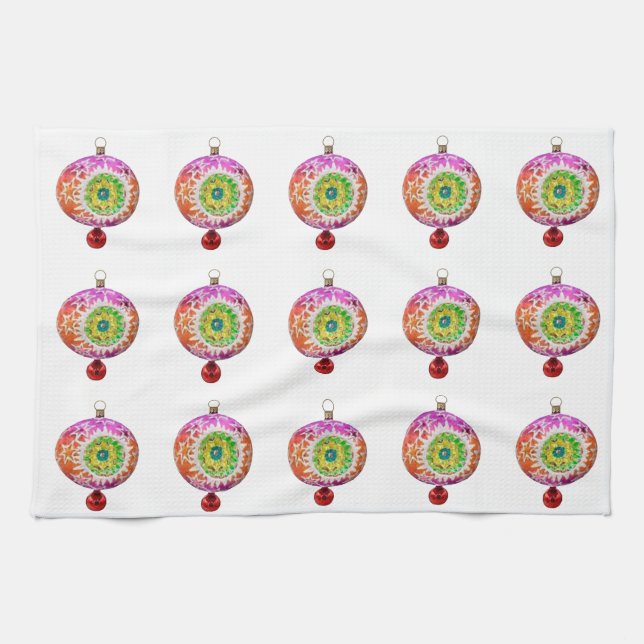 Multicolored Ornaments Kitchen Towels (Horizontal)