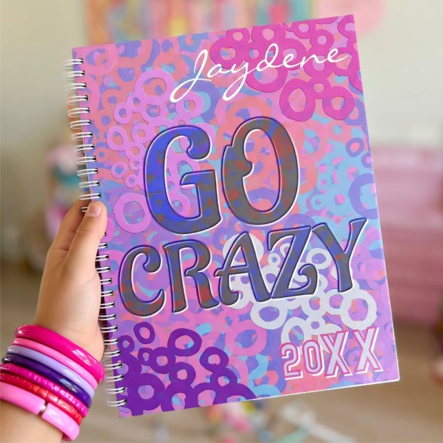 Multicolored Overlapping Circles With Text Planner (Colorful circles in pink, purple and blue. This planner is fun and cute. Great gift for her.)