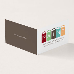 Multicolored Paint Buckets, Painter & Decorator Business Card
