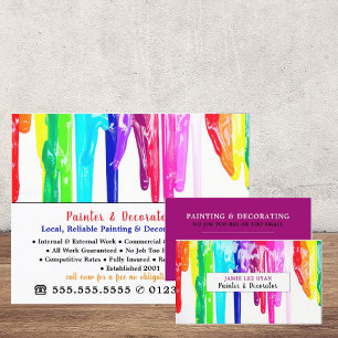Multicolored Paint Drips, Painter & Decorator Business Card