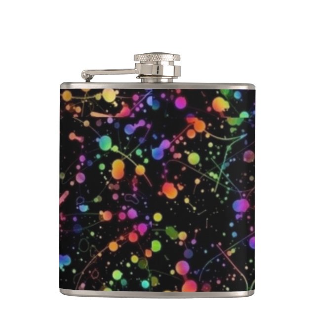 Multicolored Paint Splatter Design - Drink Flask (Front)