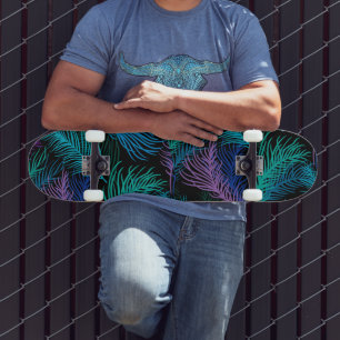 Multicolored Palm Leaves Skateboard