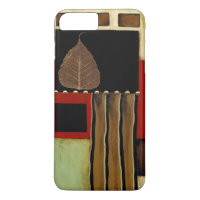 Multicolored Panel Painting with Brown Leaf