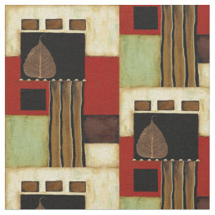 Multicolored Panel Painting with Brown Leaf Fabric