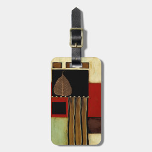 Multicolored Panel Painting with Brown Leaf Luggage Tag