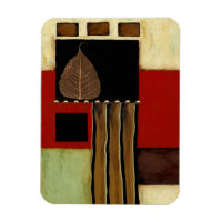 Multicolored Panel Painting with Brown Leaf
