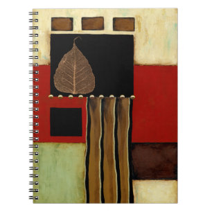 Multicolored Panel Painting with Brown Leaf Notebook