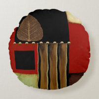 Multicolored Panel Painting with Brown Leaf