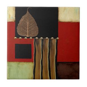 Multicolored Panel Painting with Brown Leaf Tile