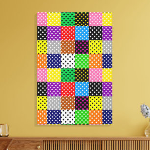Multicolored Patchwork Quilt Polka Dots Canvas Print
