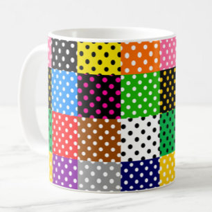 Multicolored Patchwork Quilt Polka Dots Coffee Mug