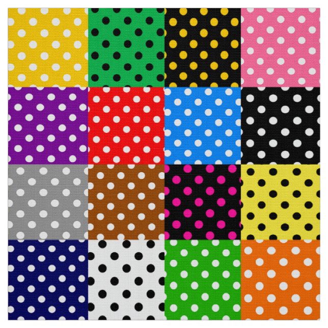 Multicolored Patchwork Quilt Polka Dots  Fabric (Swatch)