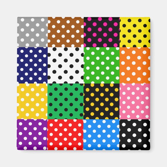 Multicolored Patchwork Quilt Polka Dots  Magnet (Front)