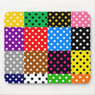 Multicolored Patchwork Quilt Polka Dots  Mouse Pad