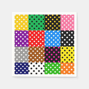 Multicolored Patchwork Quilt Polka Dots  Napkin