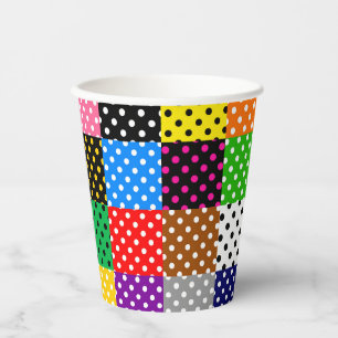Multicolored Patchwork Quilt Polka Dots Paper Cups