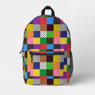 Multicolored Patchwork Quilt Polka Dots  Printed Backpack