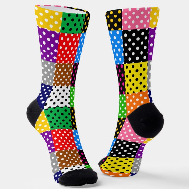 Multicolored Patchwork Quilt Polka Dots  Socks (Creator Uploaded)