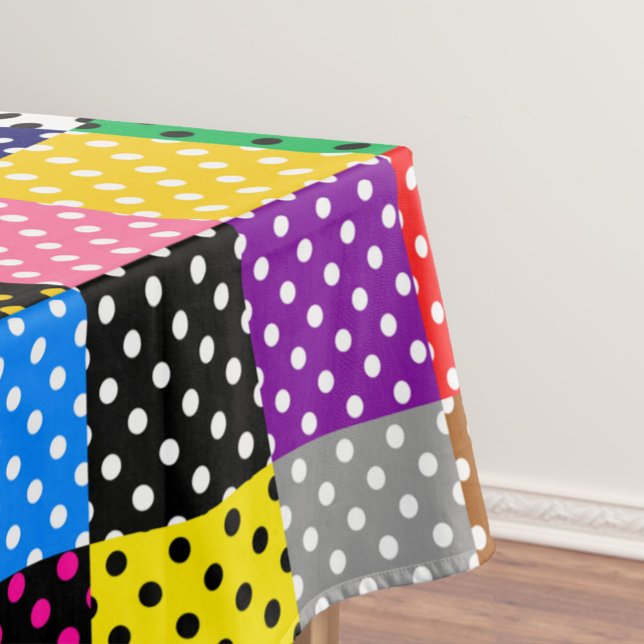 Multicolored Patchwork Quilt Polka Dots  Tablecloth (Creator Uploaded)