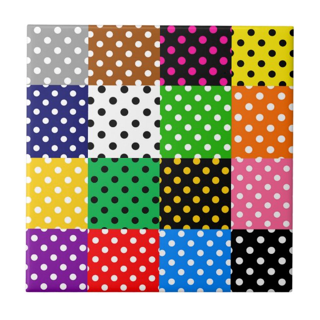 Multicolored Patchwork Quilt Polka Dots  Tile (Front)