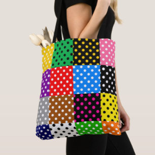 Multicolored Patchwork Quilt Polka Dots  Tote Bag