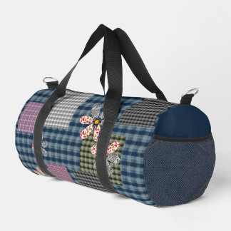 Multicolored patchwork rustic retro pattern duffle bag