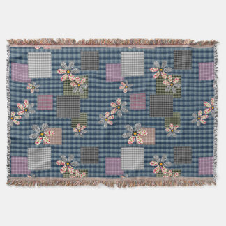 Multicolored patchwork rustic retro pattern throw blanket