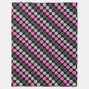 Multicolored pattern Retro Sixties Polka Dots Grey Fleece Blanket