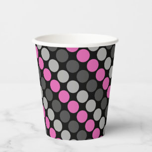 Multicolored pattern Retro Sixties Polka Dots Grey Paper Cups