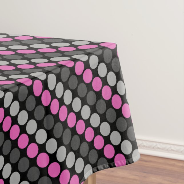 Multicolored pattern Retro Sixties Polka Dots Grey Tablecloth (In Situ)