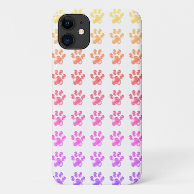 Multicolored paw prints on white Case-Mate iPhone case (Back)