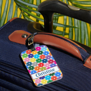 Multicolored Pickleball Luggage Tag