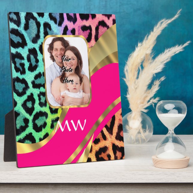 Multicolored pink leopard print plaque (Side)